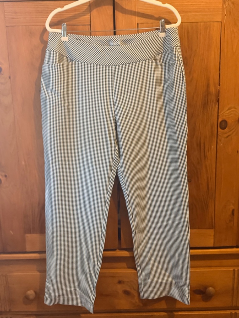 Black & White Gingham Straight-Leg Pants